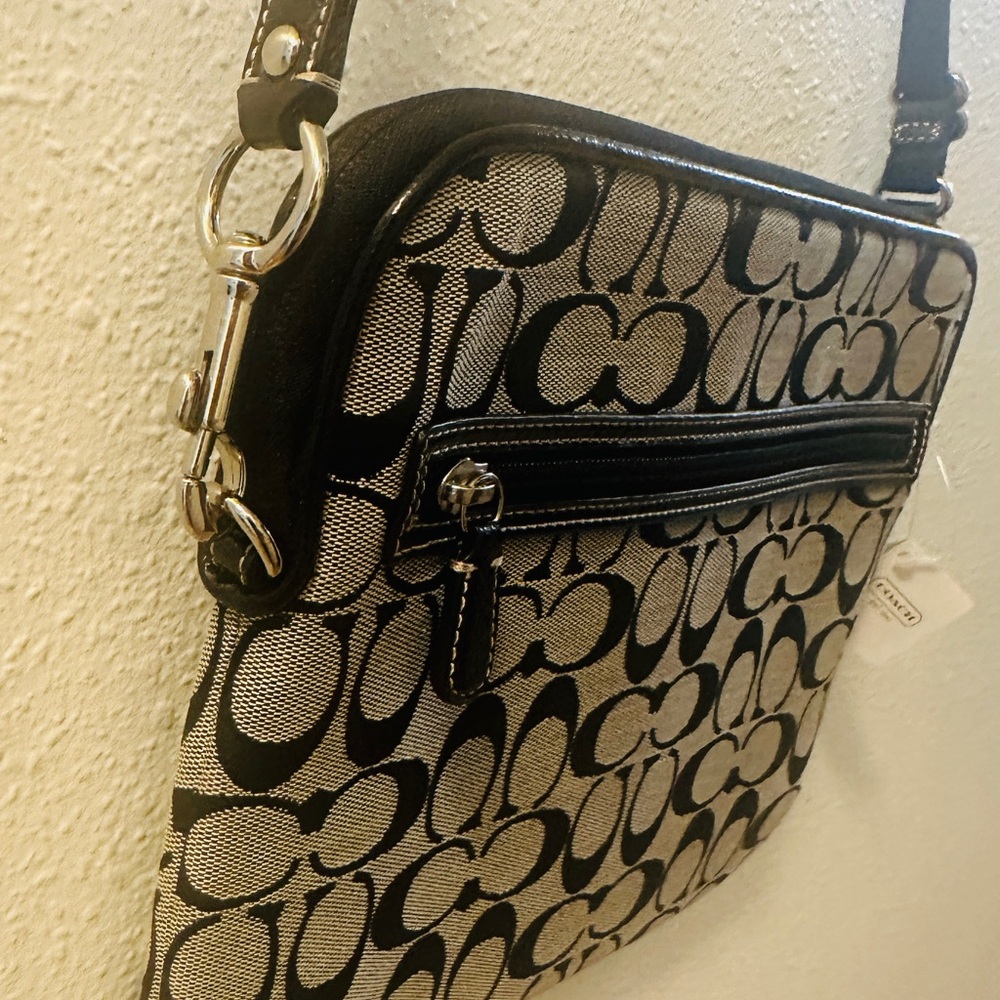 Coach Black and Gray Signature Tablet Crossbody Bag - Picture 4 of 5